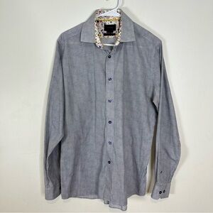 Duchamp Black & White Casual Button Down Shirt with Contrasting Collar 16.5